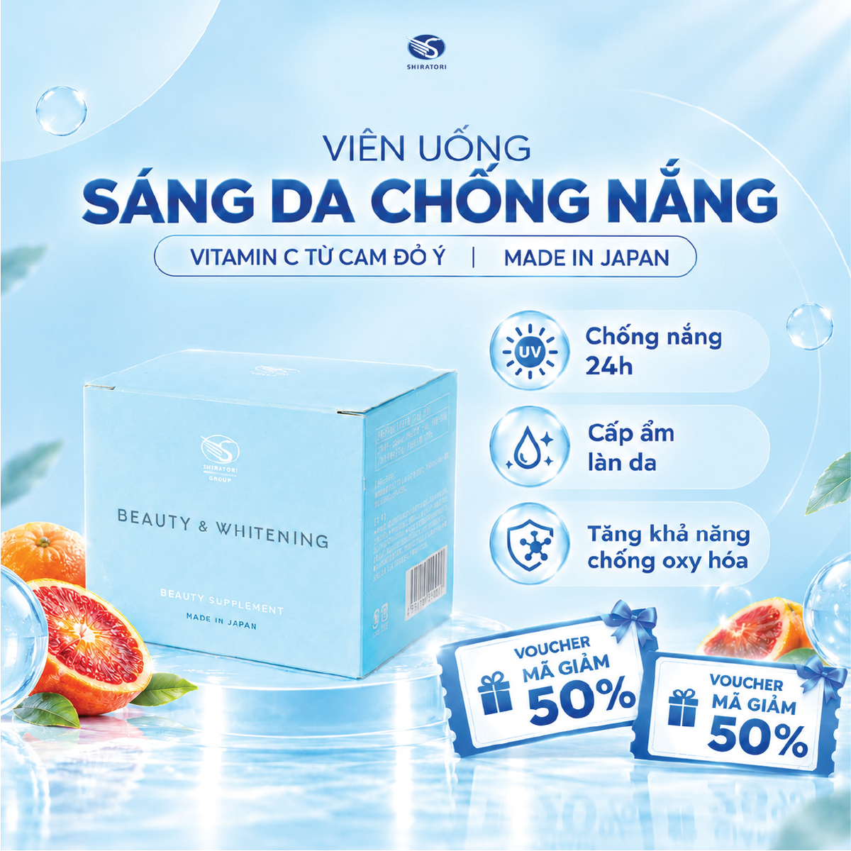 Viên Uống Sáng Da Chống Nắng Beauty & Whitening